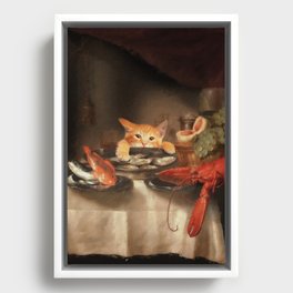 CAT DINNER Framed Canvas