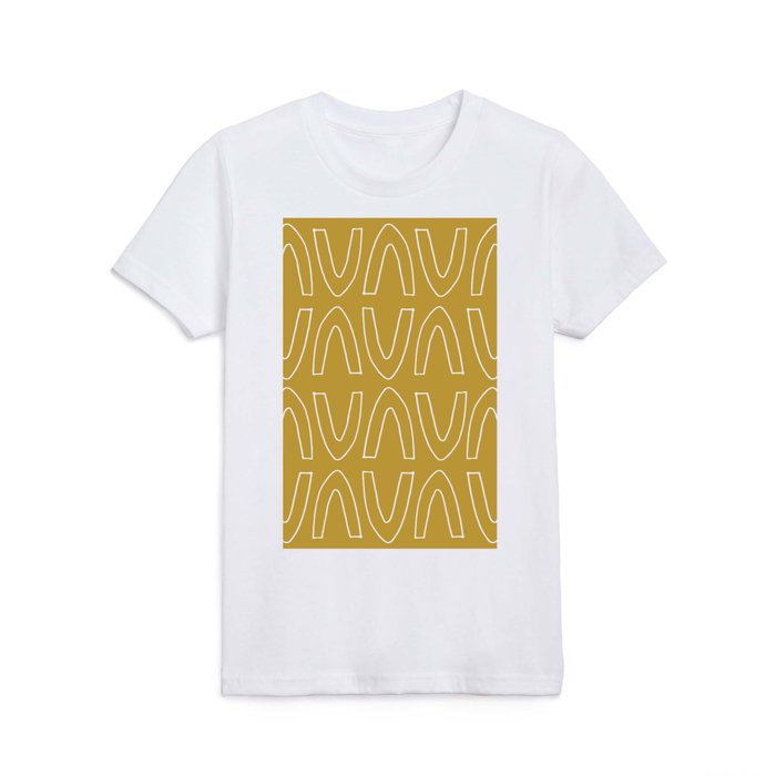 Minimal Arches | Hand Drawn Contemporary Line Art | Mustard Gold Yellow Abstract Kids T Shirt