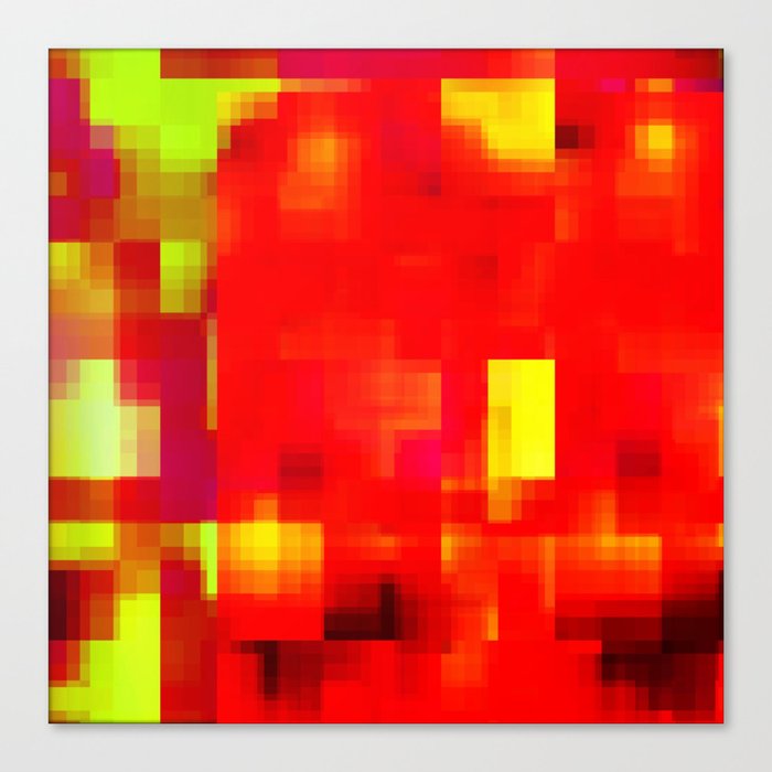 geometric pixel square pattern abstract background in red yellow Canvas Print