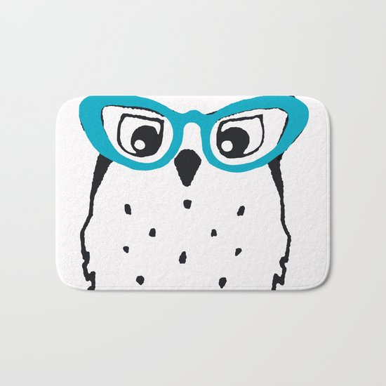 Cute Owl Glasses Bath Mat