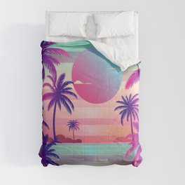 Sunset Palm Trees Vaporwave Aesthetic Comforter
