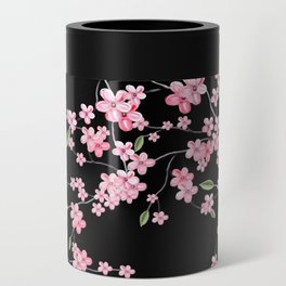Cherry Blossom on Black Can Cooler