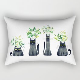 Four Plant Cats Rectangular Pillow