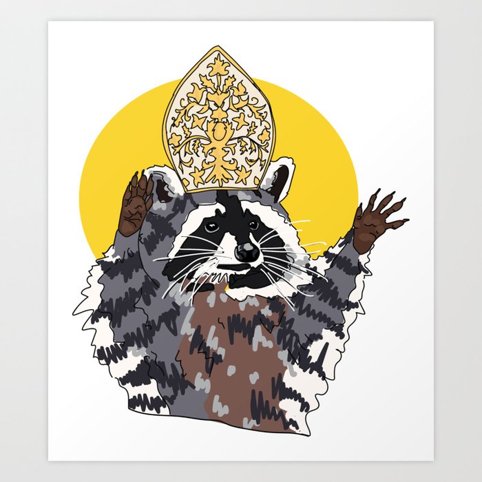 Racoon Pope Art Print