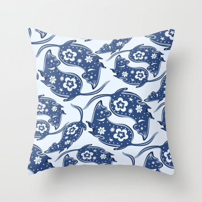 Year of the Rats lt blue  Throw Pillow