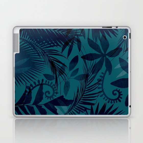 Botanical Jungle Blue Green Leaf Design Laptop & iPad Skin