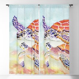 Swimming Together - Sea Turtle Blackout Curtain