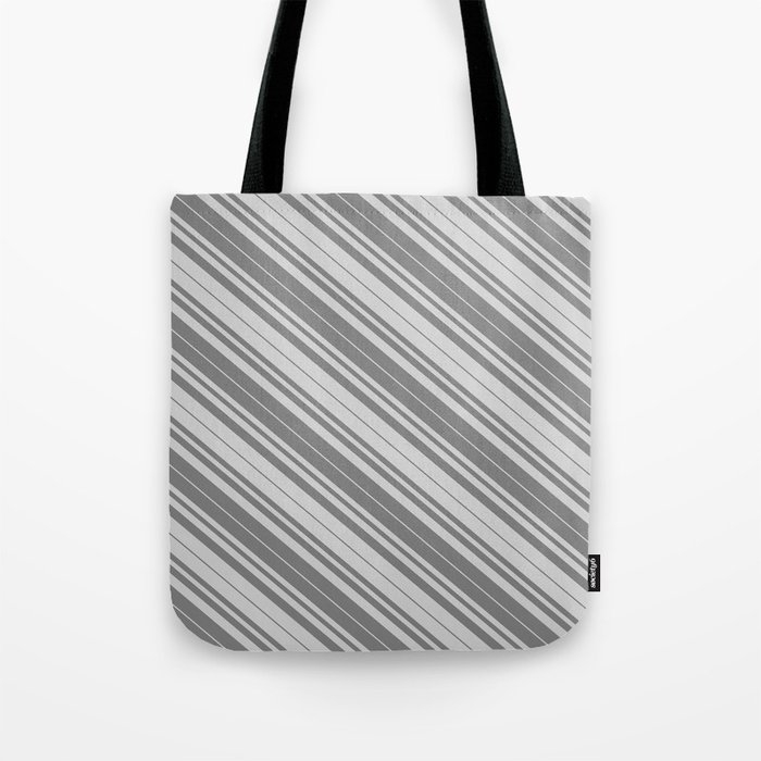 Gray & Light Grey Colored Lined Pattern Tote Bag