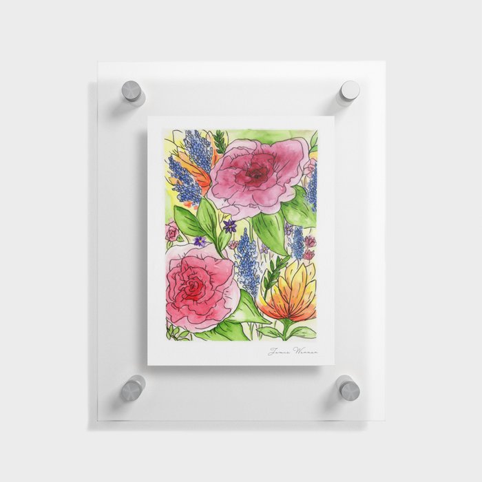 Flower Watercolor Painting Floating Acrylic Print