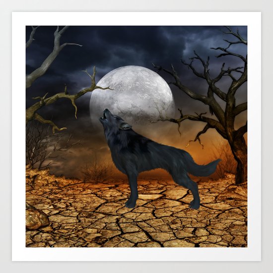 The lonely wolf Art Print