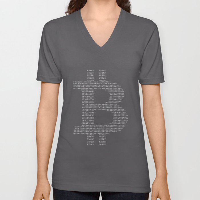 Bitcoin Binary Black V Neck T Shirt