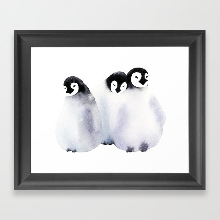 Fluffy Penguins - Baby Animals Framed Art Print