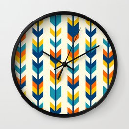 Colorful bohemian aztec arrows rows pattern Wall Clock