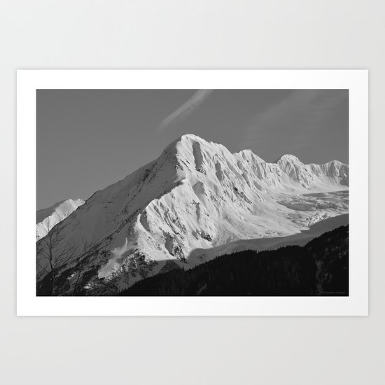 Portage Valley Mountain Glacier - B & W Art Print