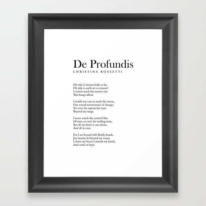 De Profundis - Christina Rossetti Poem - Literature - Typography Print 2 Framed Art Print