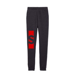 letter S (White & Red) Kids Joggers