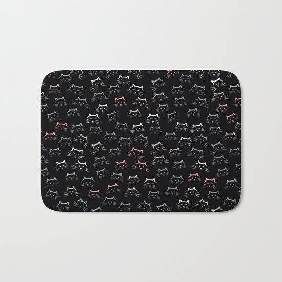 Cat - mouflage on Black Bath Mat