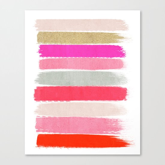 Minnie - Abstract Brushstroke pattern print in modern colors gold pink Canvas Print