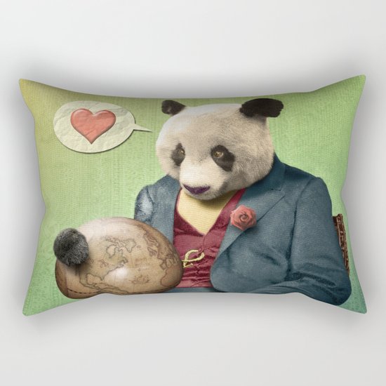 Wise Panda: Love Makes the World Go Around! Rectangular Pillow