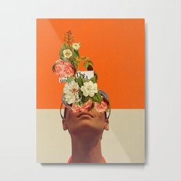 The Unexpected Metal Print | Orange, Bright, Flowers, Retropop, Curated, Vintage, White, Beige, Popsurrealism, Colourful 