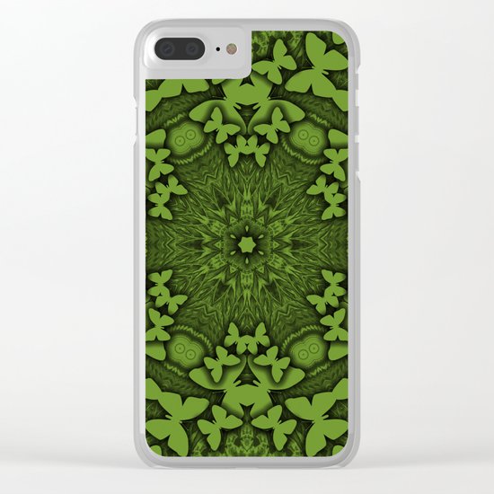 Butterfly kaleidoscope in green Clear iPhone Case