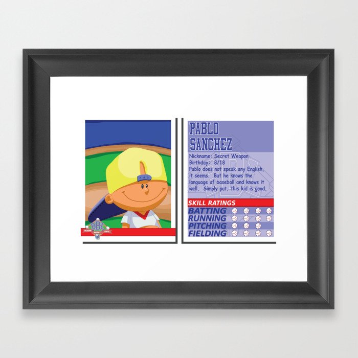 Pablo Sanchez Stat Card Backyard Baseball Framed Art Print By Sliceofpizzo Society6