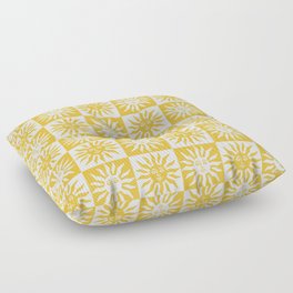 Mid Century Modern Sun Pattern Mustard Yellow Floor Pillow