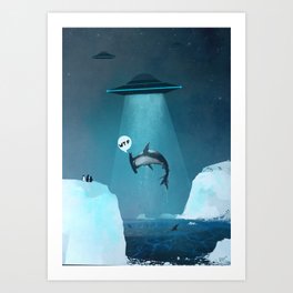 Ufo shark Art Print