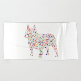 French Bulldog Floral Watercolor Beach Towel