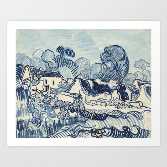 Vincent van gogh Landscape With Houses 1890 Art Print