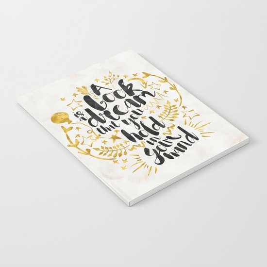 A Book is a Dream gold foil black ink Notebook