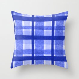 Tissue Paper Plaid - Blue Throw Pillow