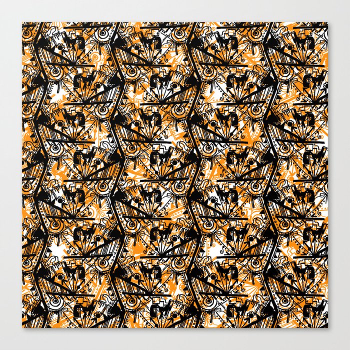 Aztec Pattern Orange Canvas Print
