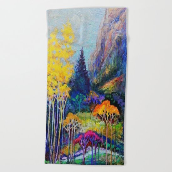 Mountain Aspen Trees Landscape Beach Towel