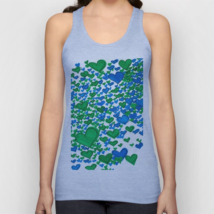 Love Collides - Blue & Green Hearts Tank Top