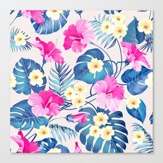 Tropical Pattern - Blue & Pink version Canvas Print