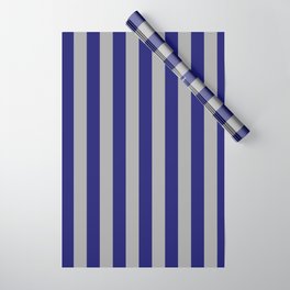 [ Thumbnail: Dark Gray & Midnight Blue Colored Lines Pattern Wrapping Paper ]