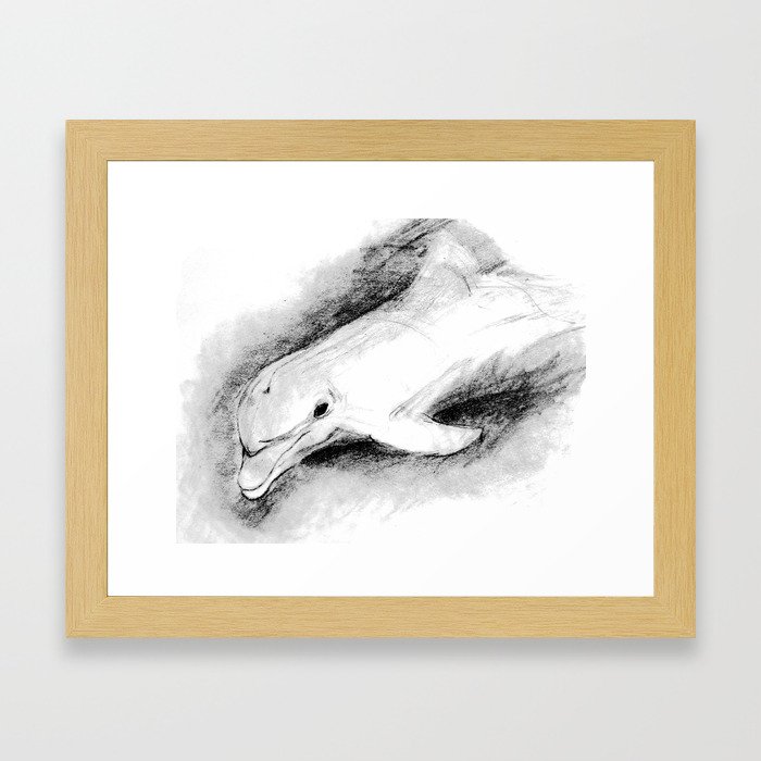 white dolphin Framed Art Print