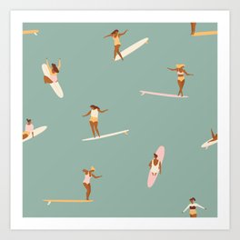 Surf sistas Art Print