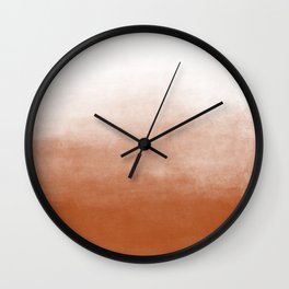Ombre Paint Color Wash (burnt orange/white) Wall Clock | Brush, Minimalist, Sienna, Watercolor, Burntorange, Ombre, White, Terracotta, Painting, Watercolour 