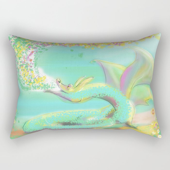 Flower Dragon Rectangular Pillow