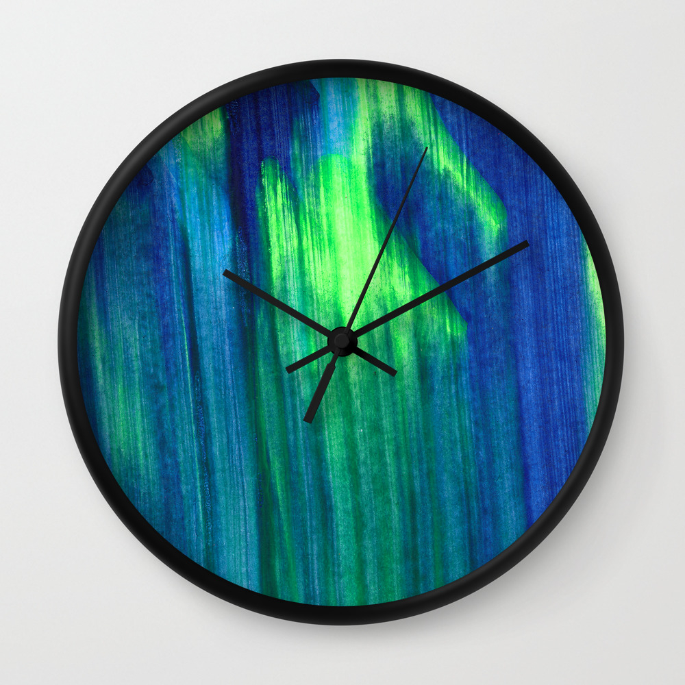 Northern Lights Abstract Painting Wall Clock By Daydreameralley