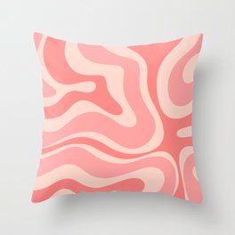 Blush Pink Modern Retro Liquid Swirl Abstract Pattern Square Throw Pillow