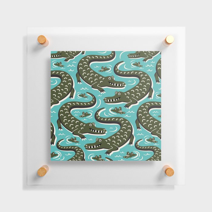 Alligator - Down In The Bayou - Aqua Floating Acrylic Print