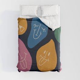 Funny Abstract Faces Duvet Cover