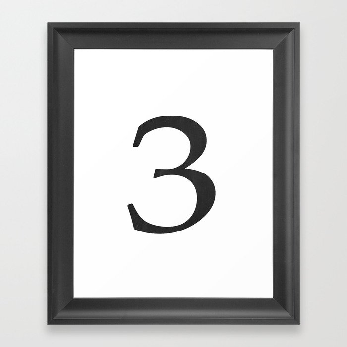 Number 3 (Black) Framed Art Print