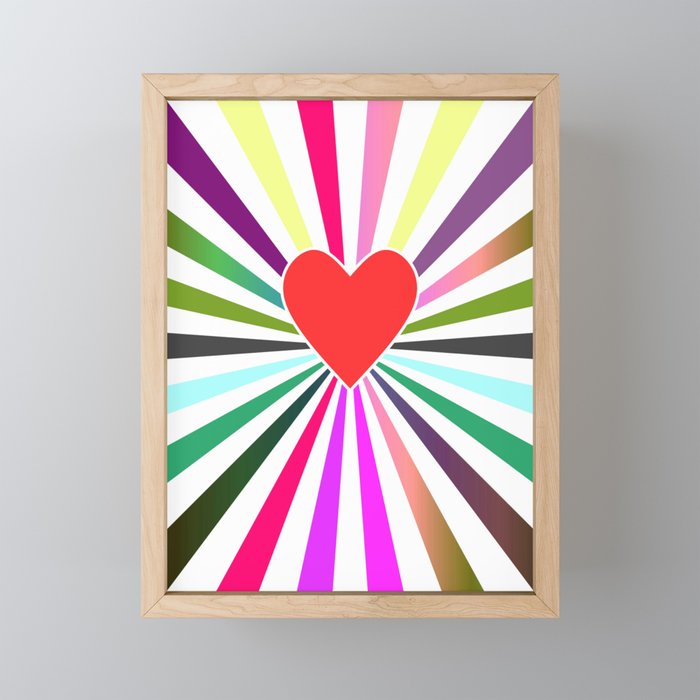 Pop Heart rainbow Framed Mini Art Print