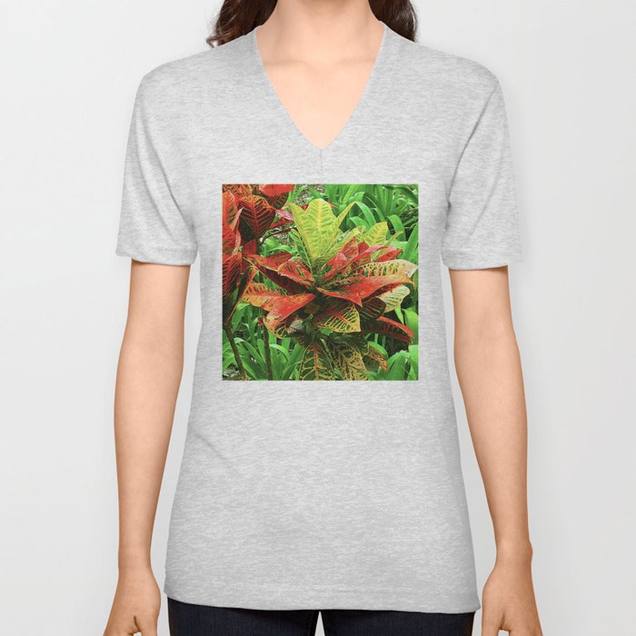 Exotic Tropical Jungle Plant From Maui, Hawaii V Neck T Shirt
