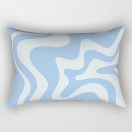 Retro Liquid Swirl Abstract Pattern in Powder Blue Rectangular Pillow