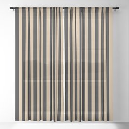 Tan Brown and Black Vertical Stripes Sheer Curtain